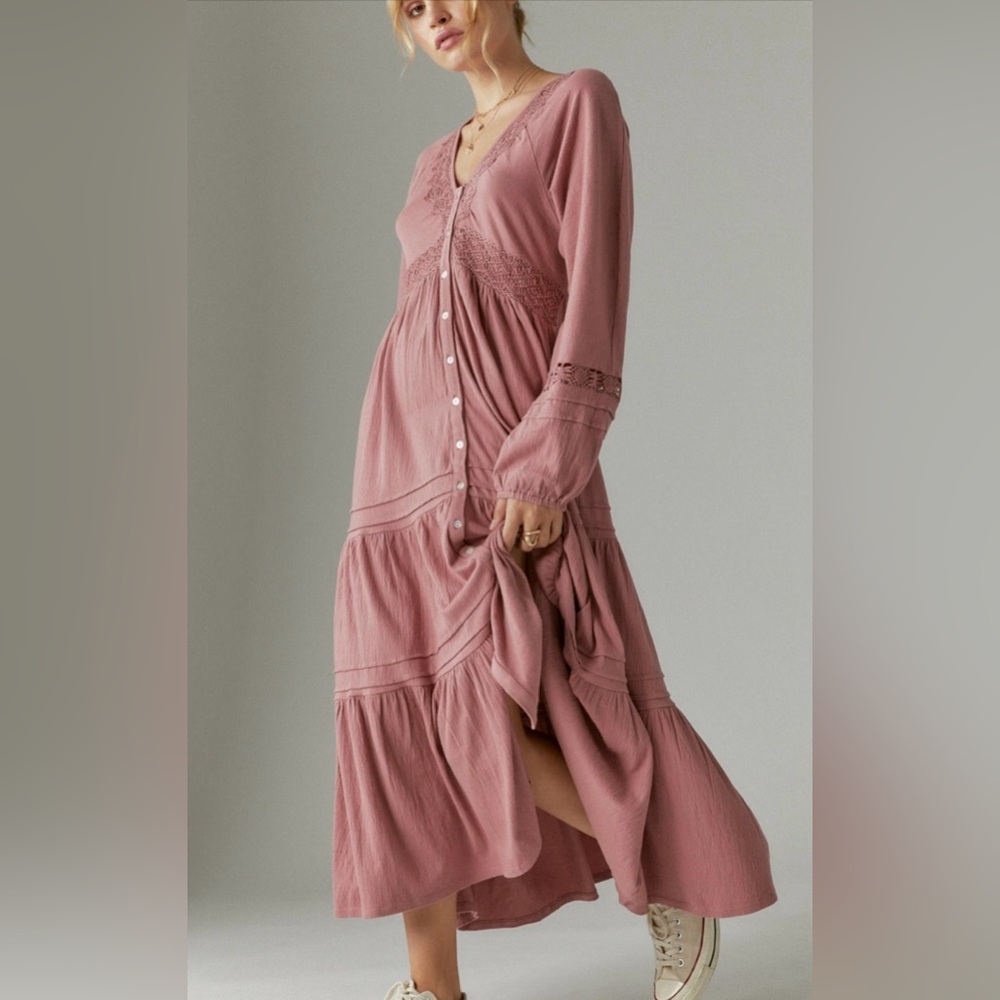 Lucky Brand Embroidered Knit Maxi nwt
